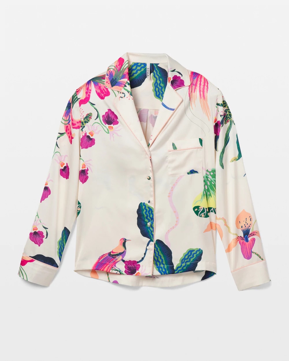 Soma Long-Sleeve Notch Collar Pajama Top
