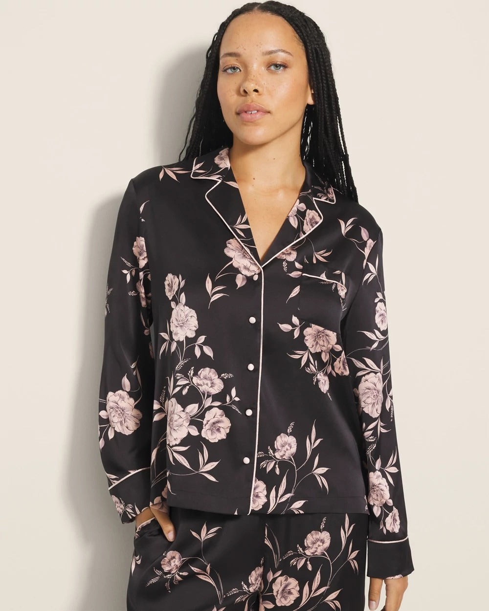 Soma Long-Sleeve Notch Collar Pajama Top