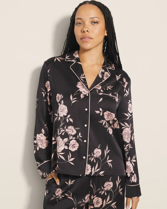 Soma Long-Sleeve Notch Collar Pajama Top