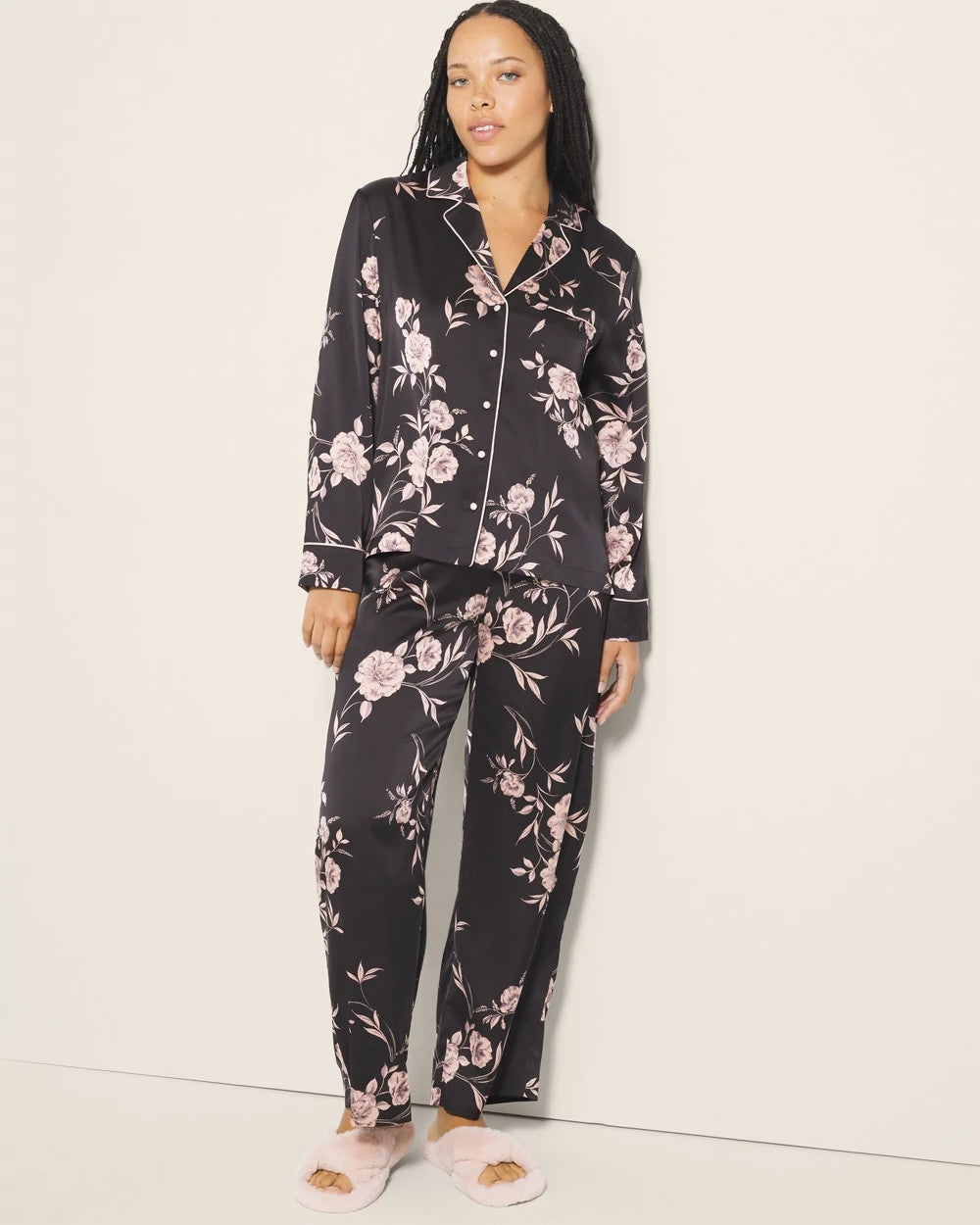 Soma Long-Sleeve Notch Collar Pajama Top