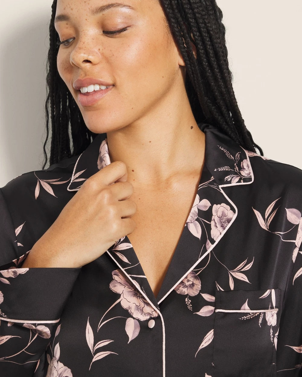 Soma Long-Sleeve Notch Collar Pajama Top