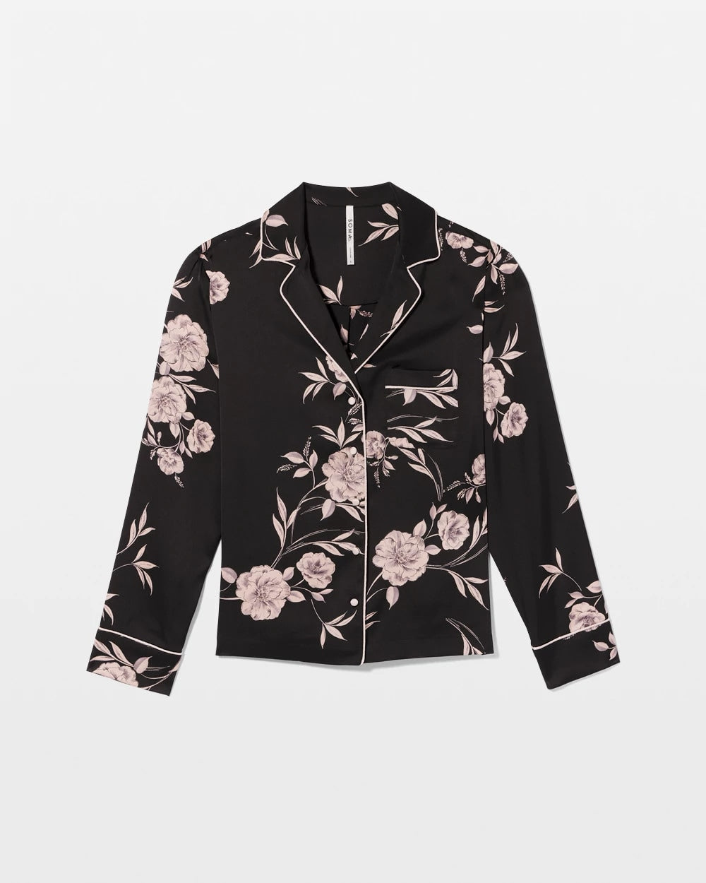 Soma Long-Sleeve Notch Collar Pajama Top