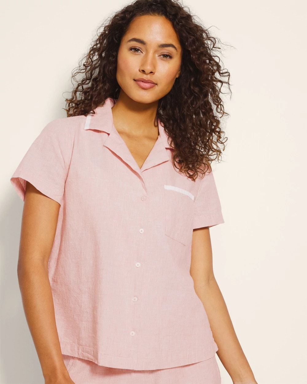 Soma Short-Sleeve Notch Collar Pajama Top
