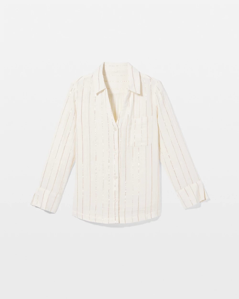 Soma Cotton Gauze Long Sleeve Notch Collar Pajama Top