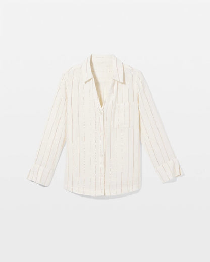 Soma Cotton Gauze Long Sleeve Notch Collar Pajama Top