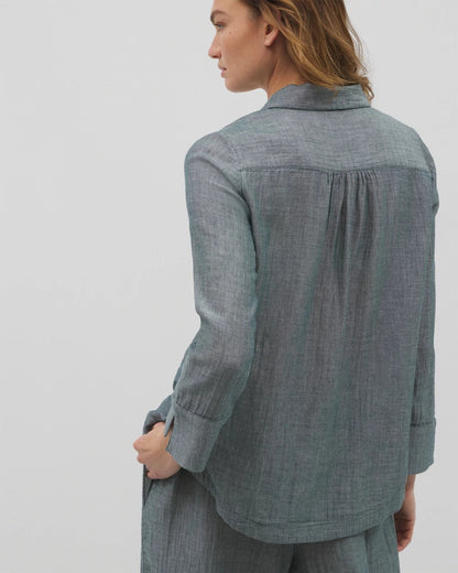 Soma Cotton Gauze Long Sleeve Notch Collar Pajama Top
