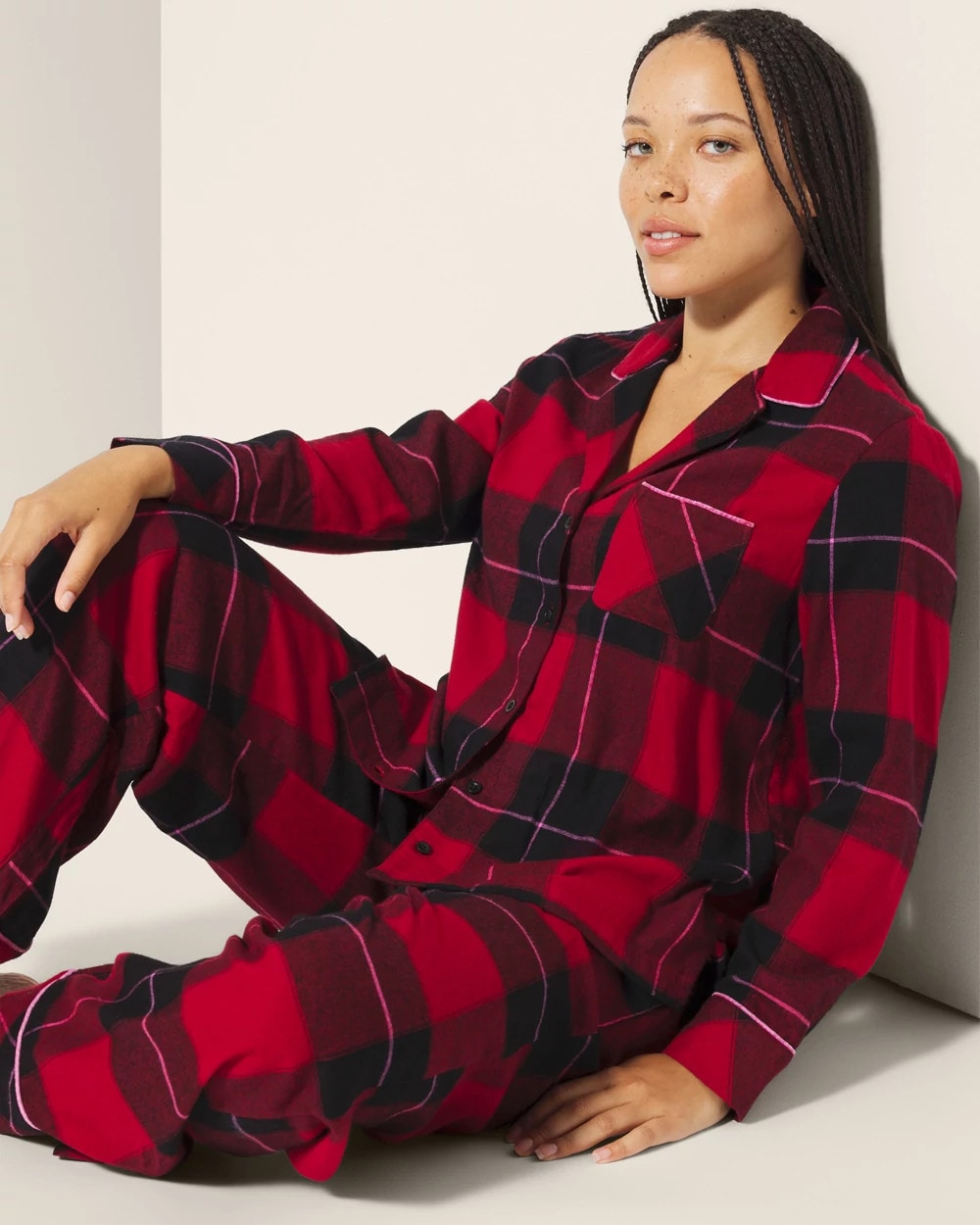 Soma Super Soft Long-Sleeve Notch Collar Pajama Top