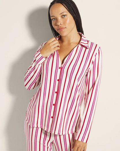 Soma Long-Sleeve Notch Collar Pajama Top