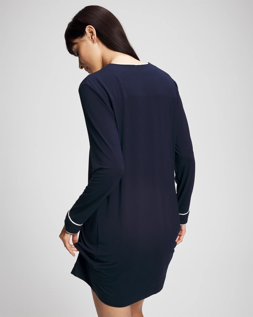 Soma Piped Long-Sleeve Sleepshirt