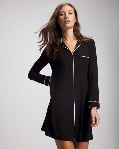 Soma Piped Long-Sleeve Sleepshirt