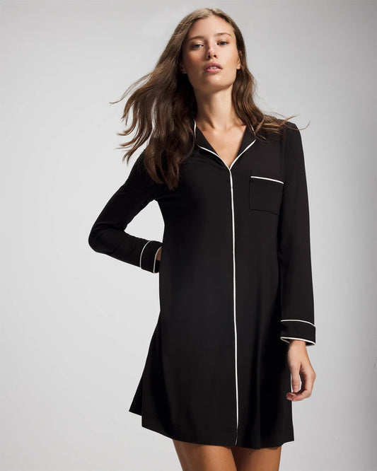 Soma Piped Long-Sleeve Sleepshirt