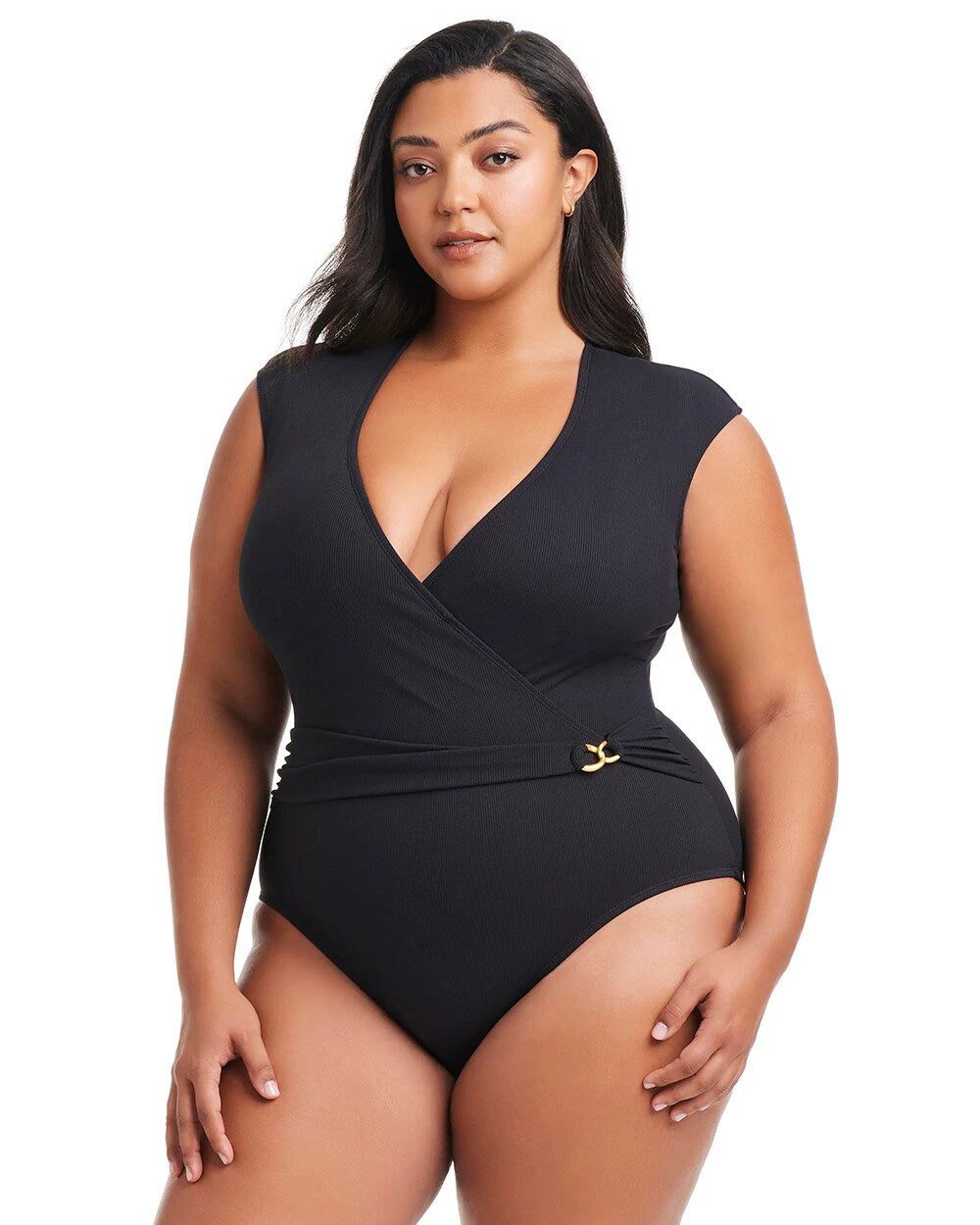 Soma Pique Ole Cap Sleeve Surplice One Piece