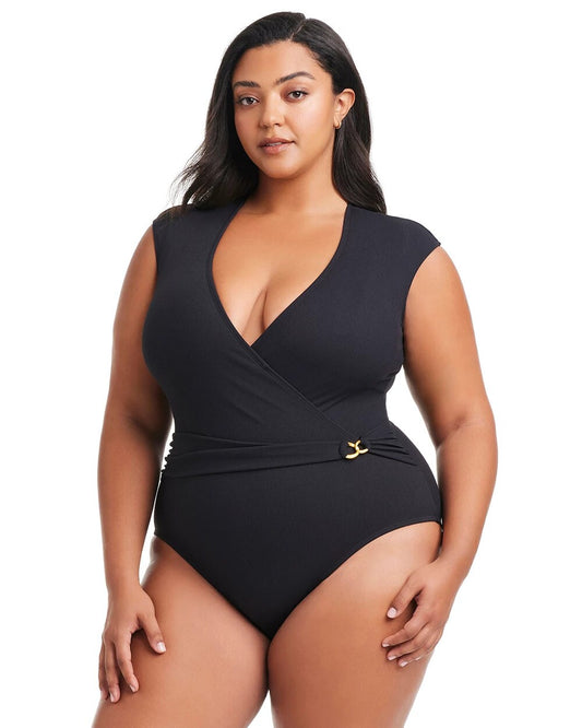 Soma Pique Ole Cap Sleeve Surplice One Piece