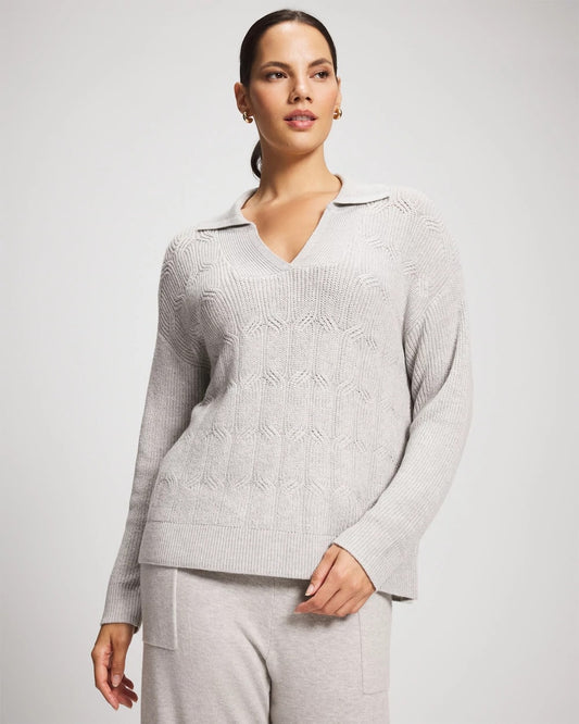 Soma Premier Knit Cable Knit Collared Sweater