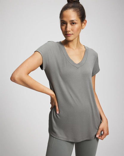 Soma Rib Knit V-Neck Tee
