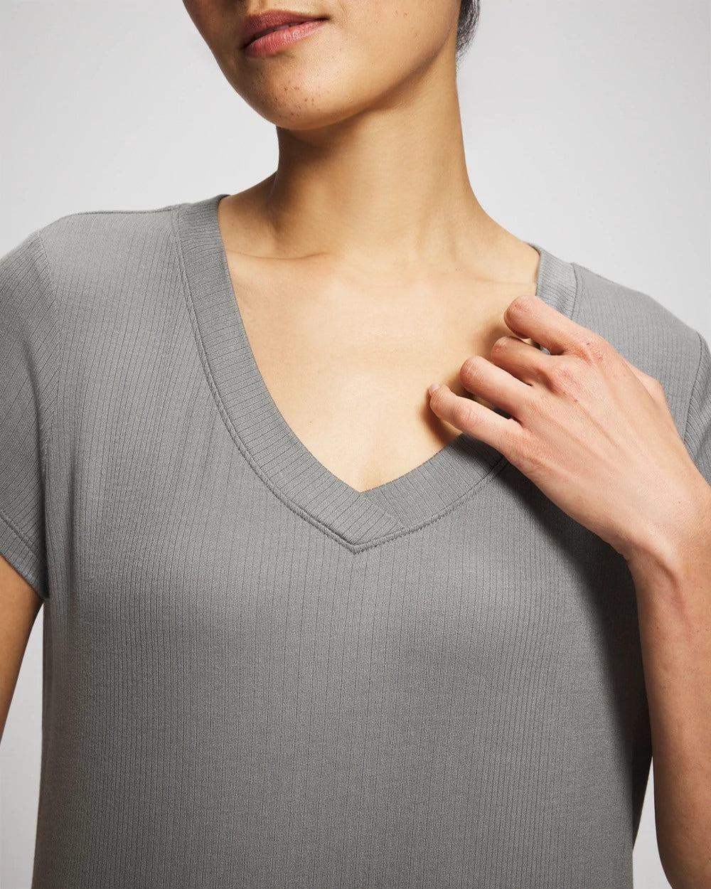 Soma Rib Knit V-Neck Tee