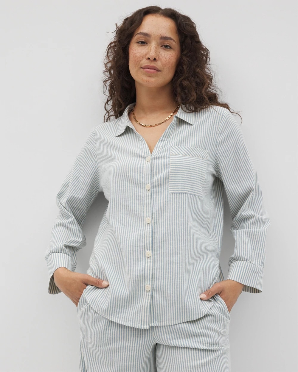 Soma Beach Cotton Long Sleeve Button-Up