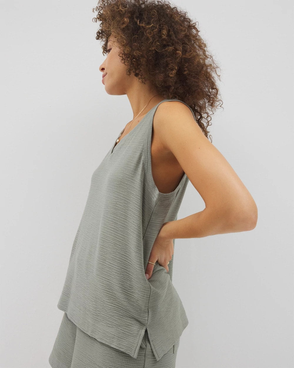 Soma Crinkle Knit Tank Top
