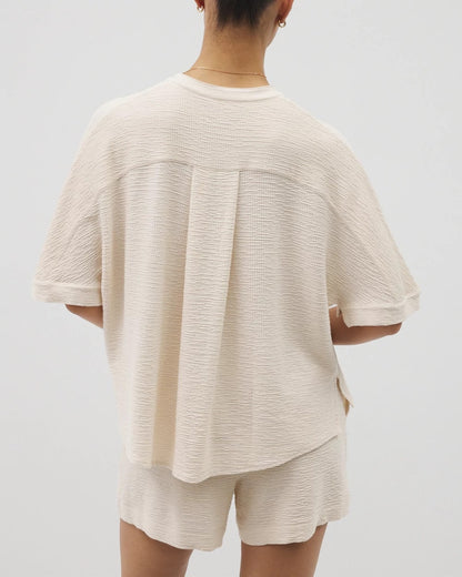 Soma Crinkle Knit Relaxed Button-Up Top