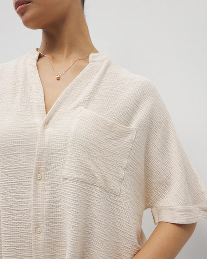 Soma Crinkle Knit Relaxed Button-Up Top