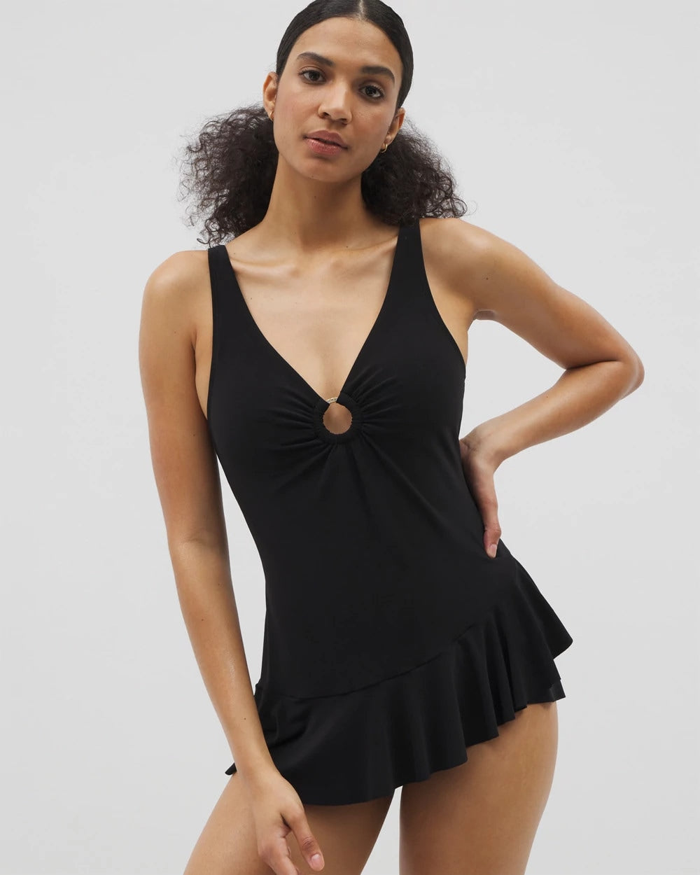Soma Beyond Control Solid Essentials Ruffle Swim Dress