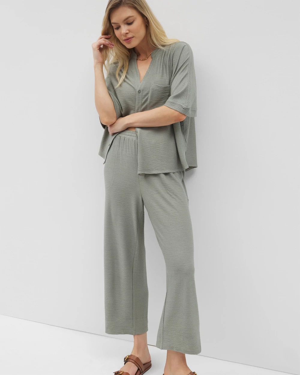 Soma Crinkle Knit Wide Leg Pant