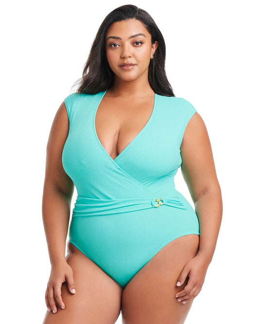 Soma Pique Ole Cap Sleeve Surplice One Piece