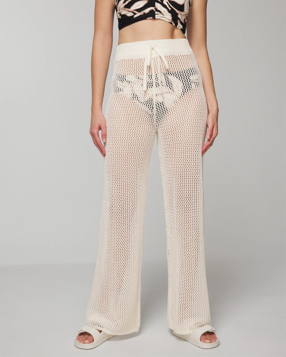 Soma Cotton Crochet-Style Wide-Leg Pants