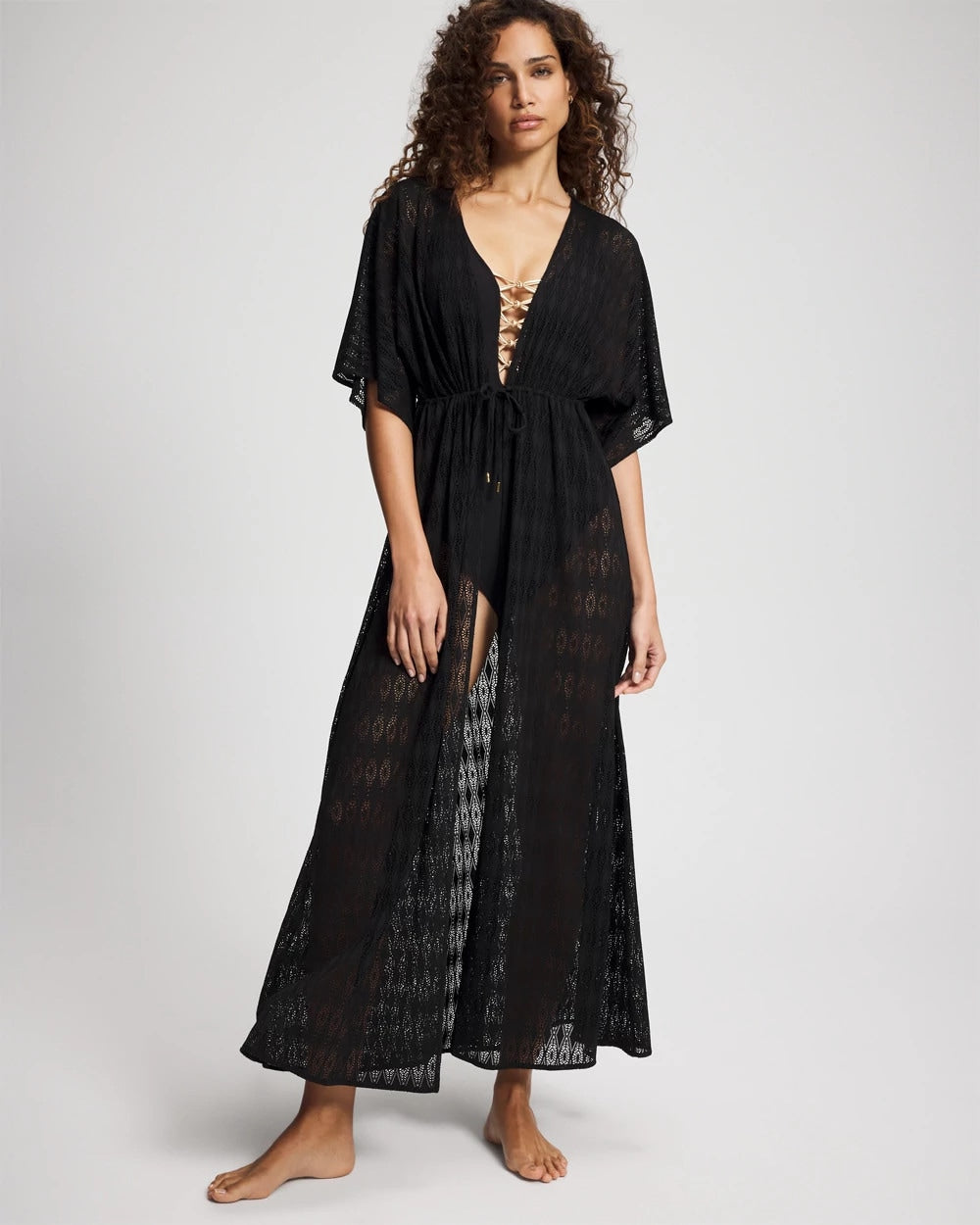 Soma Sunkissed Crochet Open-Front Caftan