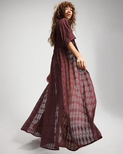 Soma Sunkissed Crochet Open-Front Caftan